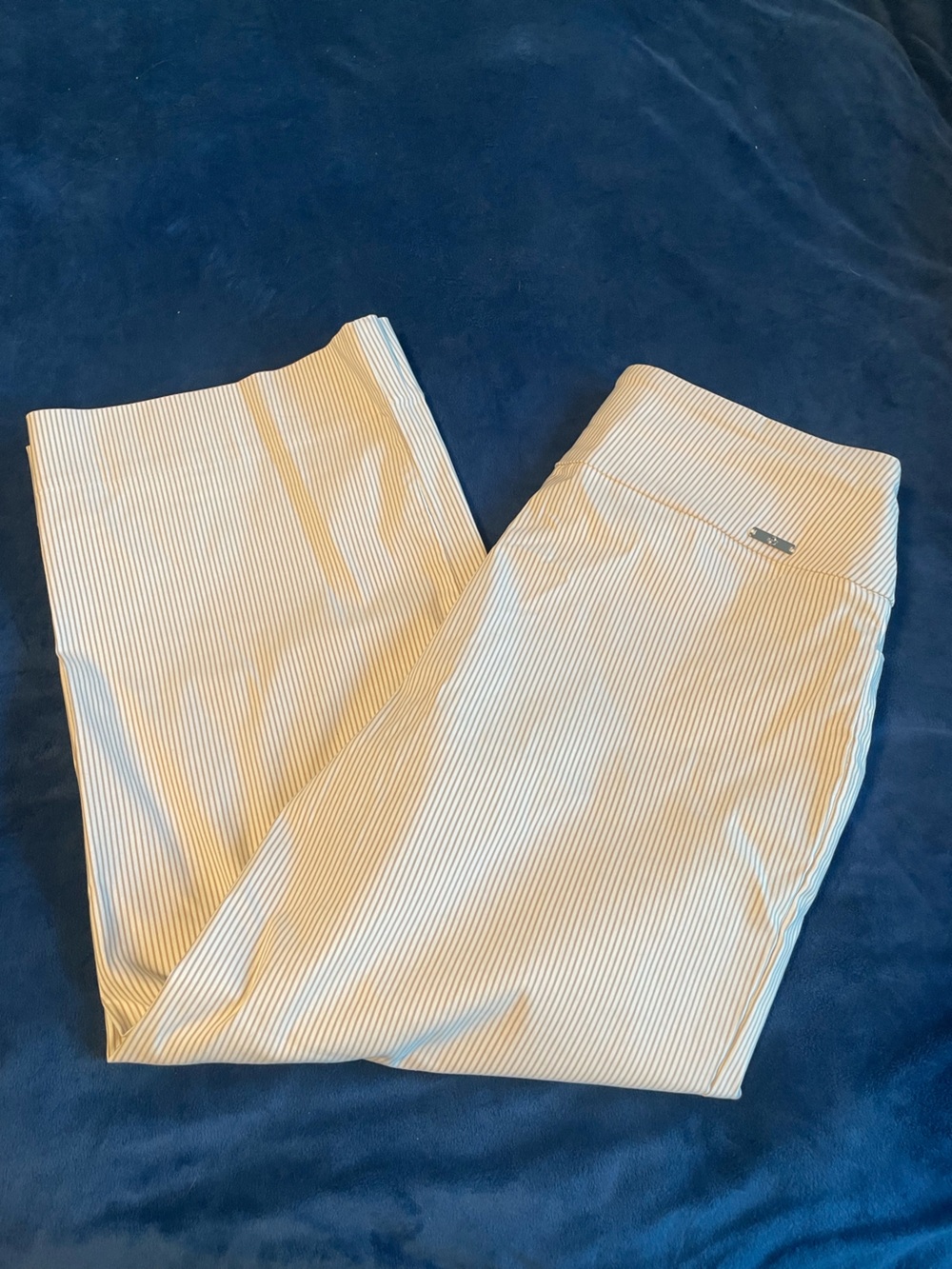 Striped White and Tan Crop Pants